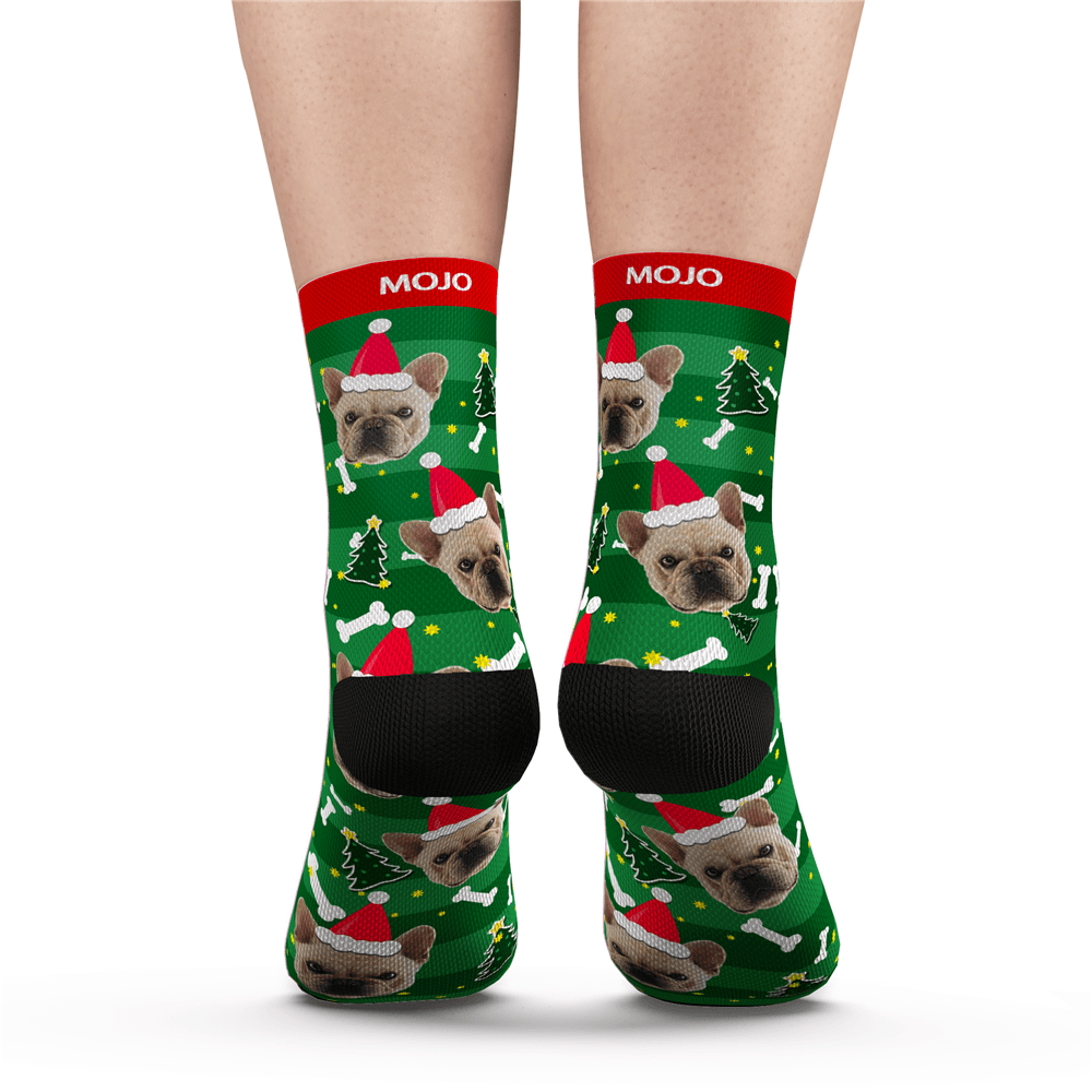 Christmas Custom Dog Photo Socks With Your Text - Personalized Jewelry & Gifts at Great Prices 