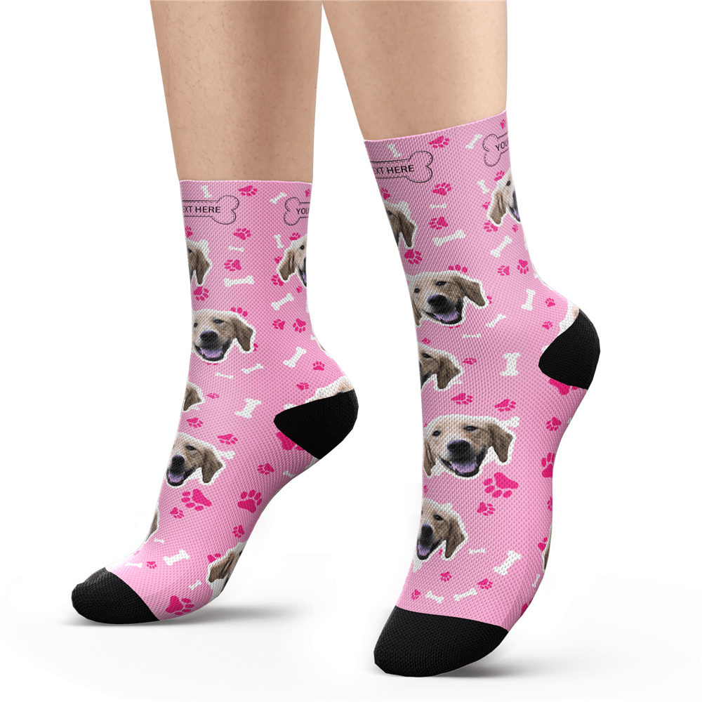 Custom Photo Socks With Dog Face Engraving Personalized Jewelry