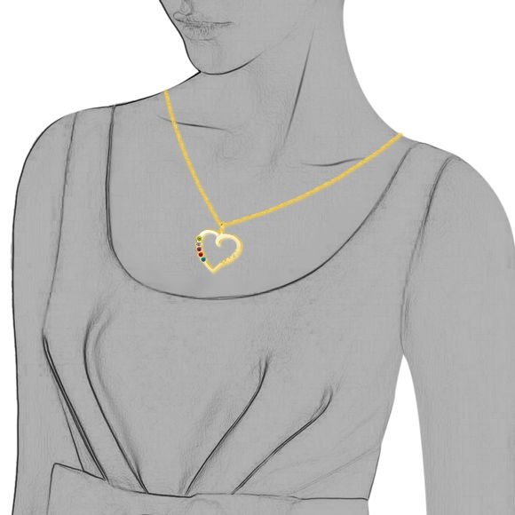 Immagine di Collana con nome personalizzato a forma di cuore colorato in argento sterling 925
