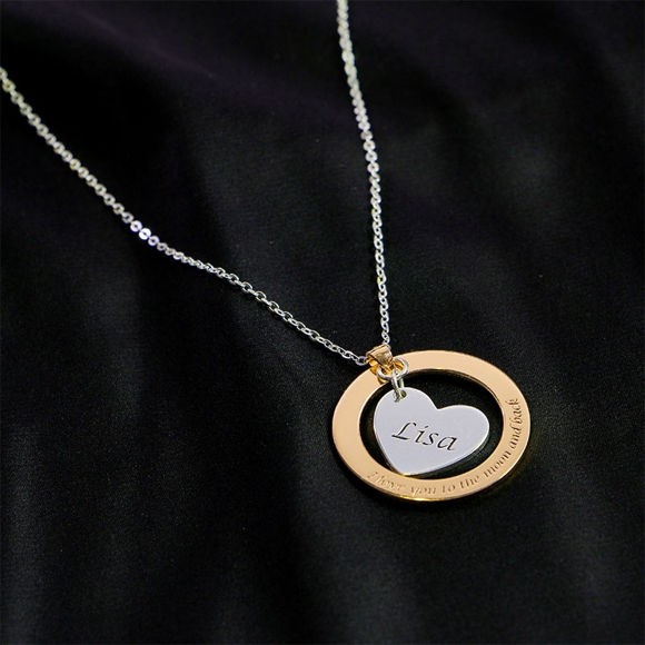 Immagine di Collana con pendente a forma di cuore all'interno in argento sterling 925 personalizzato