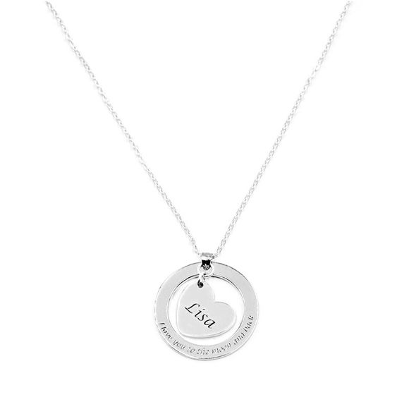 Immagine di Collana con pendente a forma di cuore all'interno in argento sterling 925 personalizzato