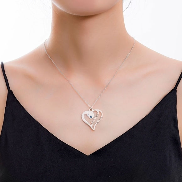 Immagine di Collana Love Heart With Two Names personalizzata in argento sterling 925