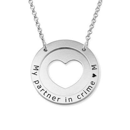 Immagine di Collana con cerchio interno cuore personalizzato in argento sterling 925