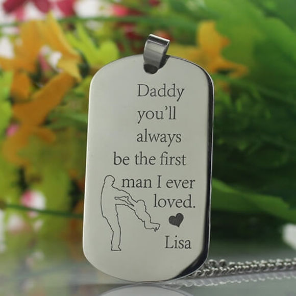 Immagine di Collana con nome con piastrina per cani Love's Father in acciaio al titanio
