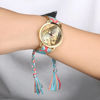 Immagine di Cinturino in corda intrecciata di colore intrecciato con orologio personalizzato oro per donna