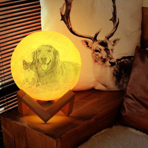 Immagine di Lampada lunare con foto personalizzata 3D magica con controllo touch per animali domestici (10cm-20cm)