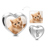 Immagine di Ciondolo con foto a forma di cuore di gatto domestico in argento sterling 925