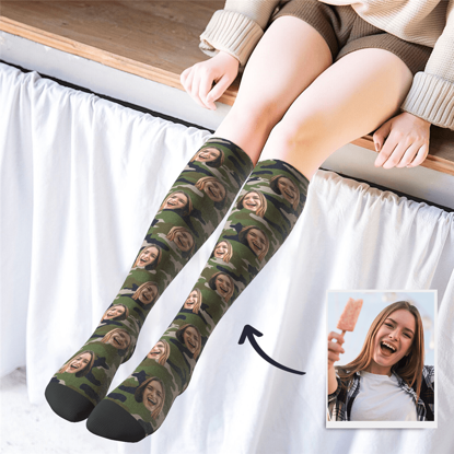 Immagine di Calze stampate personalizzate al ginocchio con stampa mimetica