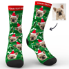 Immagine di Calzini natalizi personalizzati con foto per cani con il tuo testo