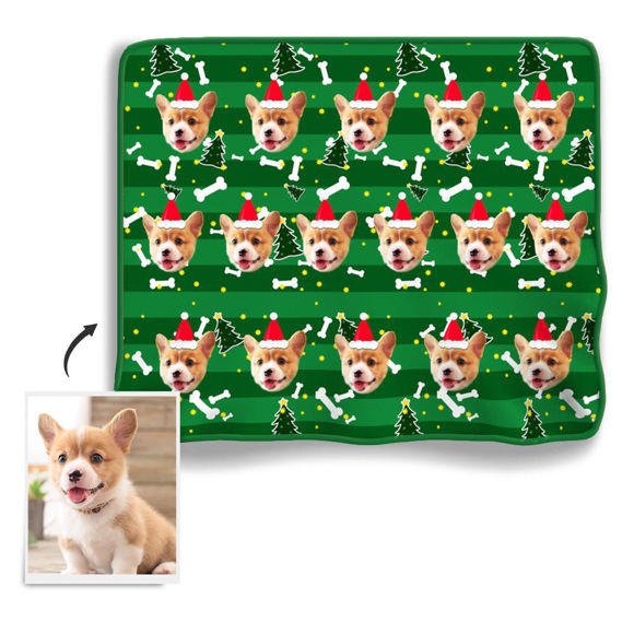 Immagine di Coperta in pile personalizzata con foto del cane regalo di Natale
