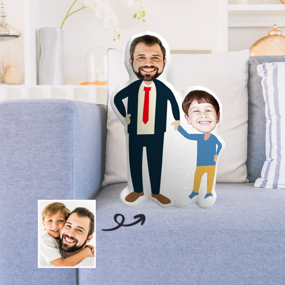 Immagine di Cuscino fotografico personalizzato padre e figlio per regali perfetti