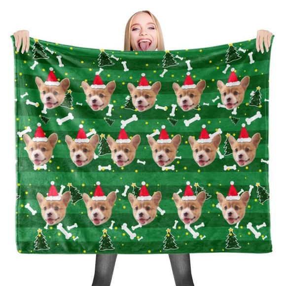Immagine di Coperta in pile personalizzata con foto del cane regalo di Natale